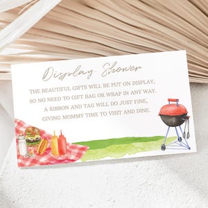 Baby-Dusche-Display-Dusche-Einlage Baby-Q-Dusche-Idee ohne Wrap-Dusche-Einschluss Karte-Hinterhof-Thema Instant Download 0094