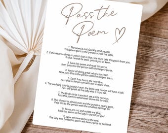 Pass The Poem Modern Bridal Shower Game Instant Download Fun Wedding Shower Game Idea Minimalist Bridal Shower Interactive Game 0111
