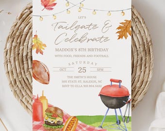 Football Party Invitation Tailgate and Celebrate Birthday Invite Editable Fall Outdoor Party Family Reunion Block Party Housewarming 0096