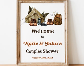 Editable Welcome Sign, Let the Adventure Begin Couples Shower, Hiking Shower, Outdoors Bridal Shower, Travel, Forest, Camping, 0035