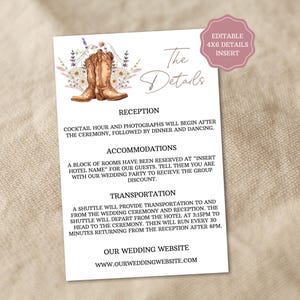 Western details card on rustic background