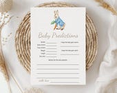 Peter Rabbit Baby Predictions Card Boy Rabbit Baby Shower Advice for Parents Blue Bunny Game Activity Template Instant Download 0104
