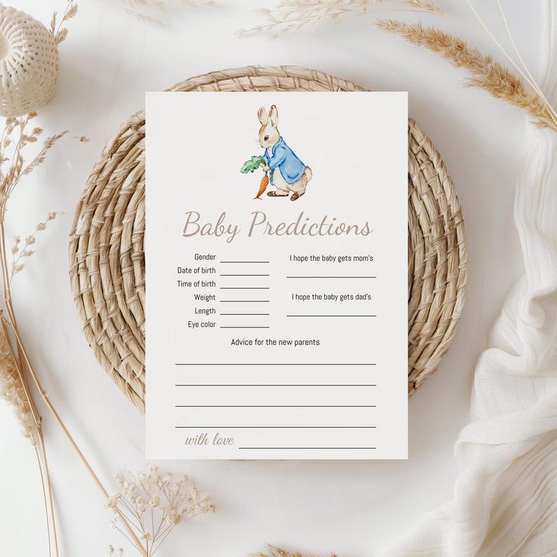 Peter Rabbit Baby Predictions Card