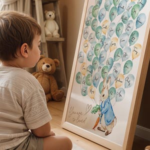 Beatrix Potter Blue Rabbit Guest Sign Bunny 1st Birthday Party Decor