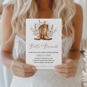 Boots and Brunch Wildflower Bridal Shower Digital Invitation