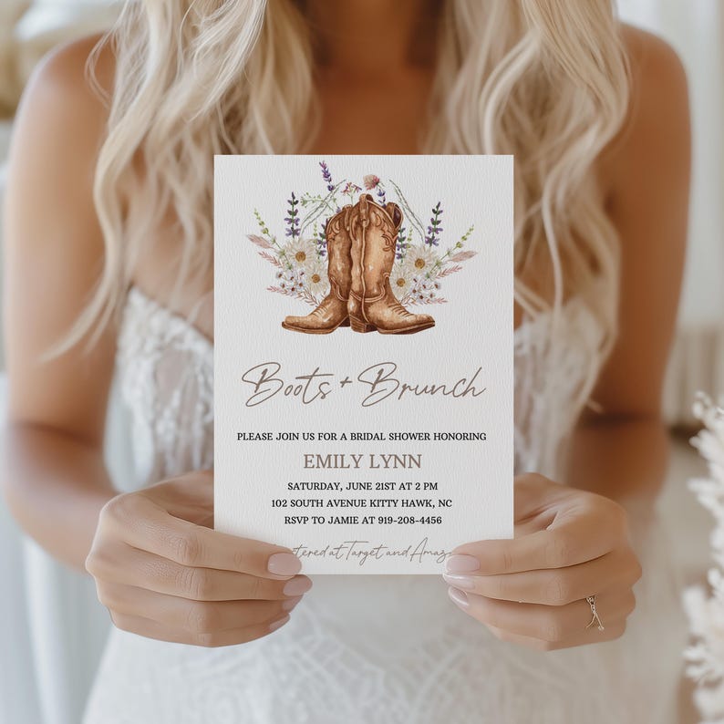 Boots and Brunch Wildflower Bridal Shower Digital Invitation