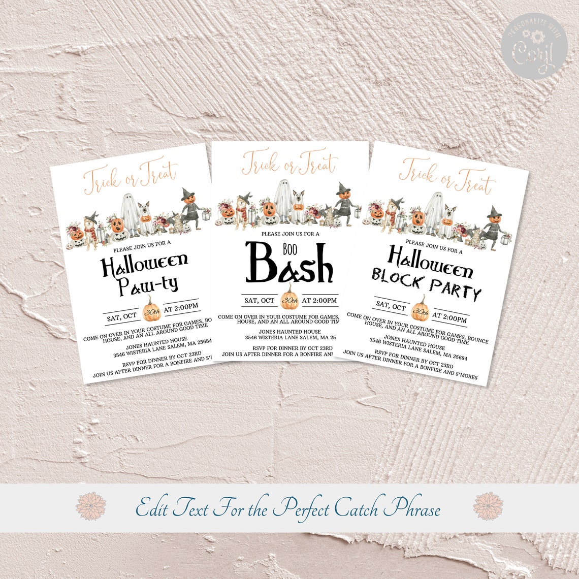 Halloween Party Invitation Dog Halloween Party Invite Etsy