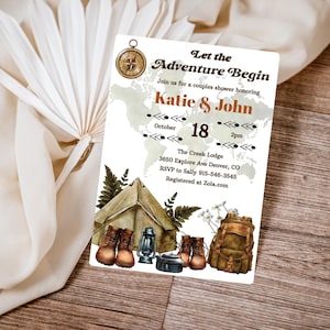 Let the Adventure Begin Couples Shower Invitation Hiking Bridal Shower Invite Travel National Park Outdoor Adventure Theme Wanderlust 0035