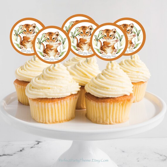 Editable Tiger Cupcake Toppers Tiger Favor Tags Gender - Etsy