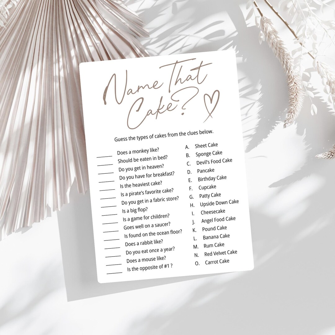 Name That Cake Game Modern Bridal Shower Game Instant Download Fun ...