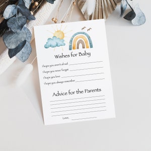 Sonnenschein und Regenbogen Wünsche für Babys Ratschläge für Eltern Baby Shower Spiel Baby Sprinkle Aktivität Boho Baby Shower Instant Download, 0032