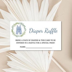 Junge Windel Raffle Tickets blau Jeans-Baby-Dusche-Einladung einfügen Overall Denim-Baby-Dusche Einschließung Karte Printable Instant Download 0048
