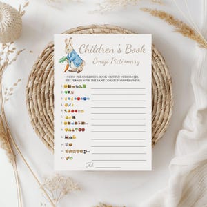Jeu de livres pour enfants Peter Rabbit Emoji Pictionary Game Boy Rabbit Baby Shower sur le thème de Pâques, téléchargement immédiat 0104