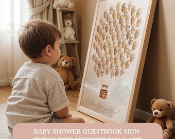Hot Air Balloon Baby Shower Guestbook Sign Balloon Nursery Wall Art Gender Neutral Alternate Guest Book Printable 0005