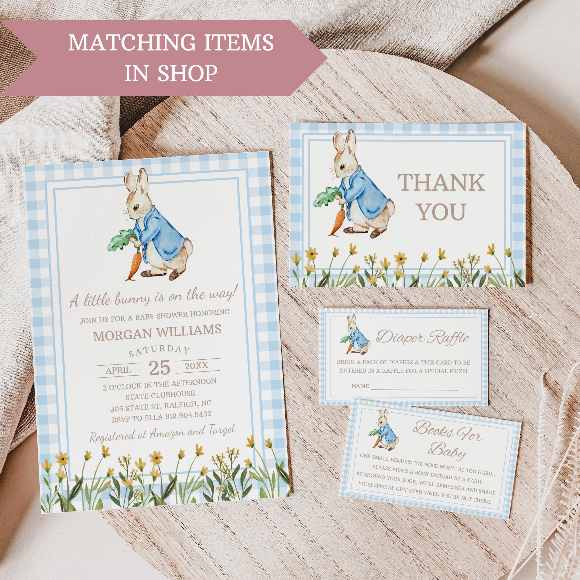 Peta Leaping Rabbit Raffle Peter Rabbit Diaper Raffle Tickets Invitation Inserts Boy Peter Rabbit ...
