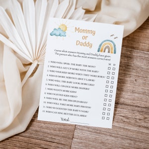 Juego de baby shower para mamá o papá Baby Shower con temática de sol Sprinkle Here Comes The Son Actividad de ducha Descarga instantánea 0032