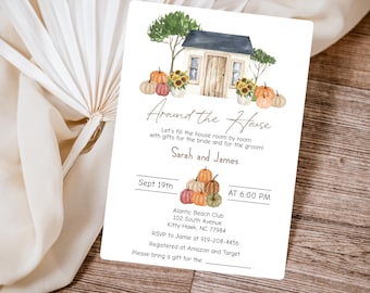 Fall Couples Shower Invitation His and Hers Around the House Wedding Shower Invite Pumpkin Theme Housewarming Party Editable Template 0028