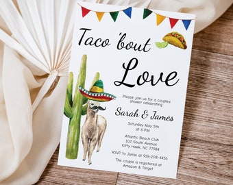 Taco bout Love Wedding Shower Invite, Fiesta Couples Shower Invitation, Cinco De Mayo Bridal Shower Invite, Mexican, Desert, Cactus, 0042