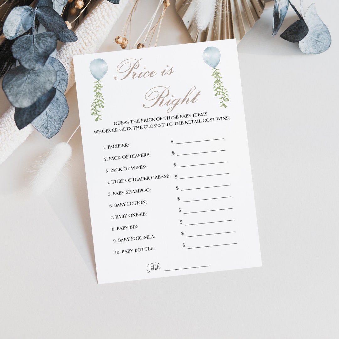 The Price is Right Baby Shower Game Oh Boy Balloon Baby Etsy