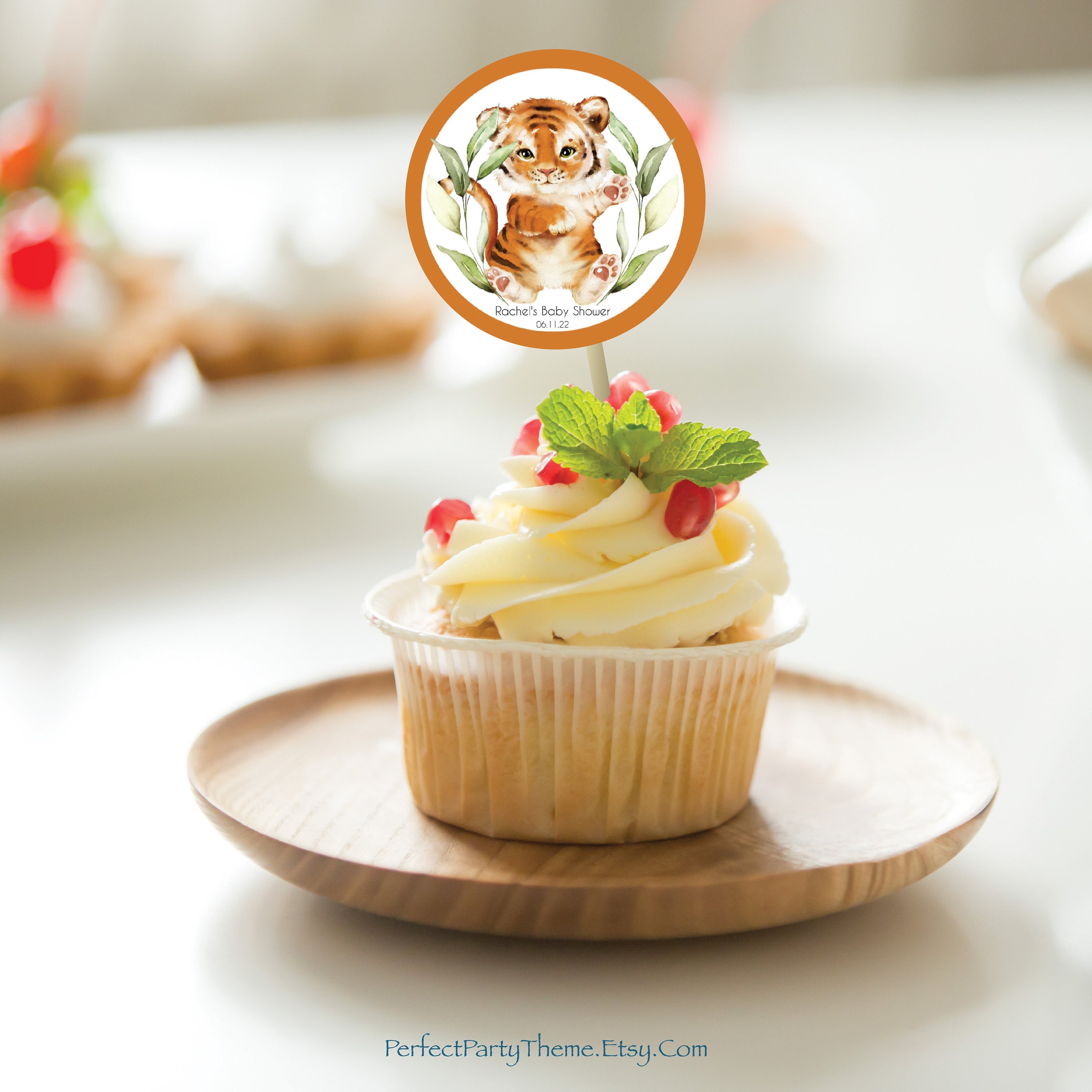 Editable Tiger Cupcake Toppers, Tiger Favor Tags, Gender Neutral, Baby ...