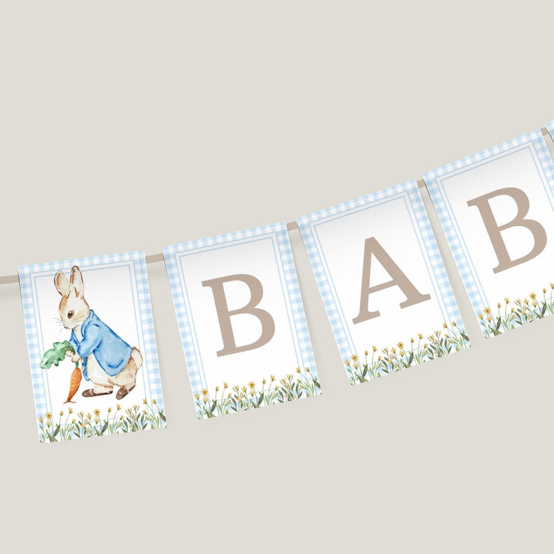 Blue Rabbit Baby Shower Bunting