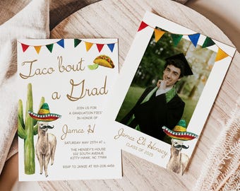 Taco bout a Graduation Fiesta Party Invitation Editable Graduation Invite Mexican Food Grad Party Cactus Taco Bar Evite Template 0042