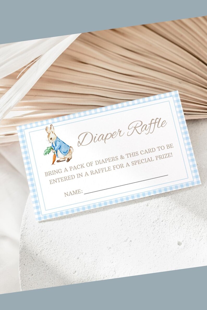 Peter Rabbit Diaper Raffle Tickets Invitation Inserts Boy Peter Rabbit ...