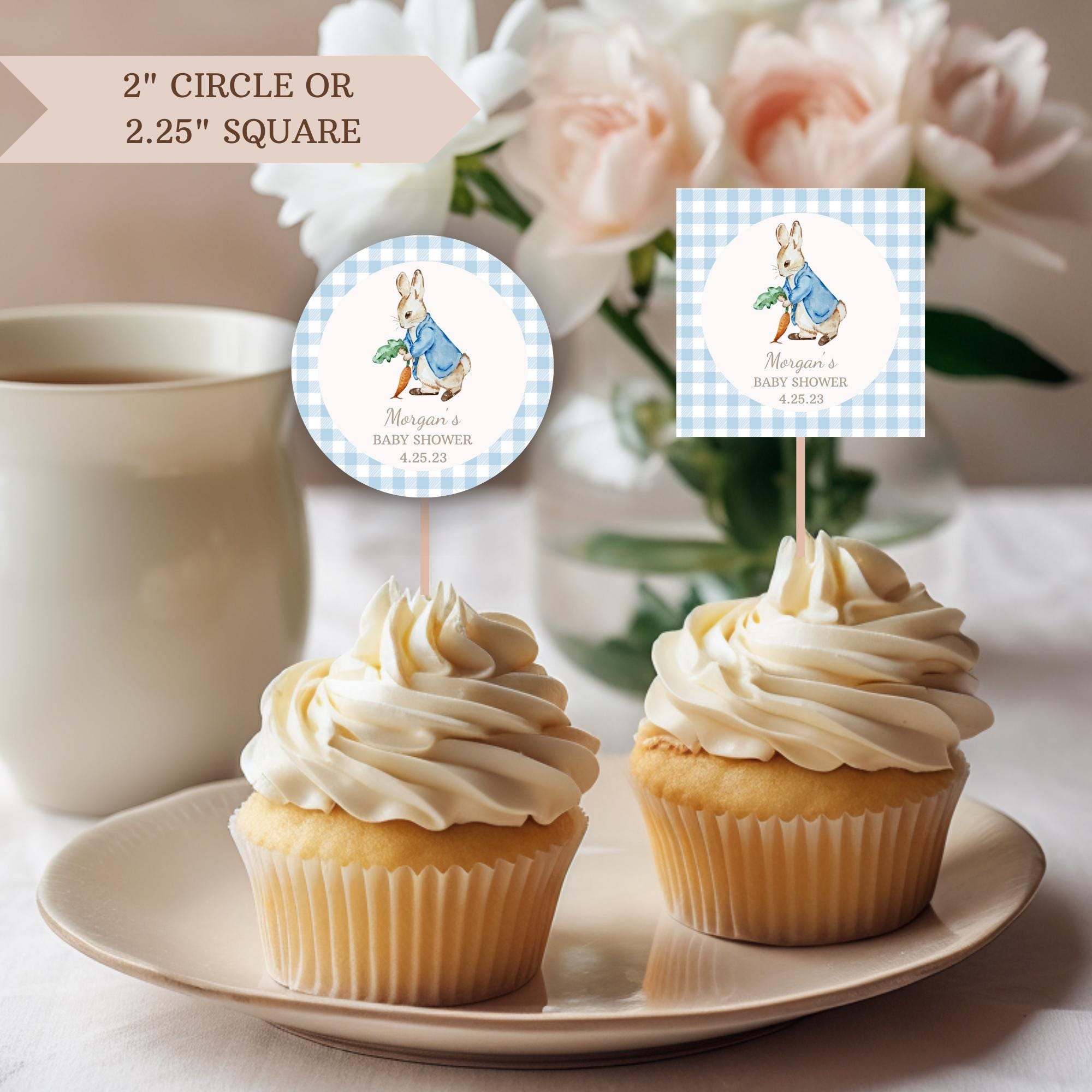 Peter Rabbit Cupcake Topper Blue Boy Bunny Baby Shower Cake Topper ...