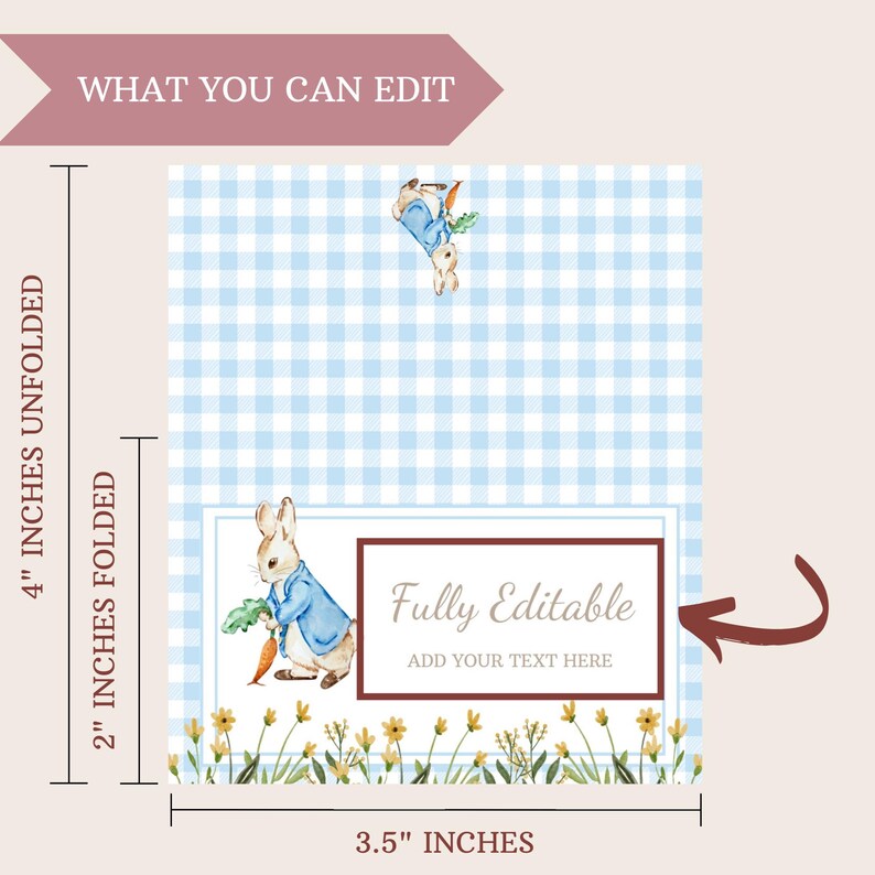 Peter Rabbit Food Label Blue Rabbit Place Card Boy Baby Shower Tent ...