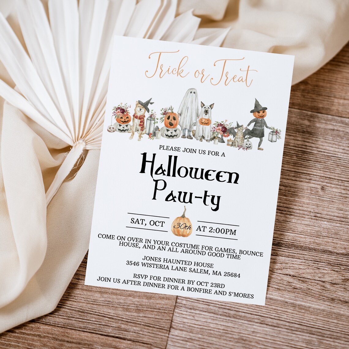 Halloween Party Invitation Dog Halloween Party Invite Etsy