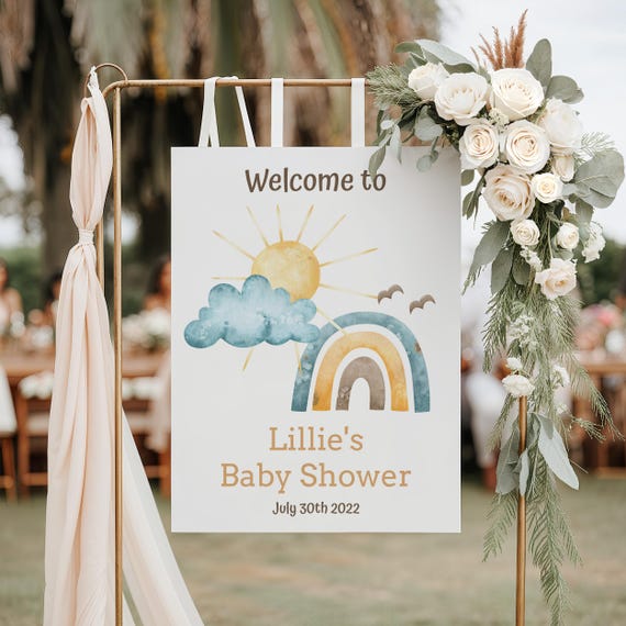 Sunshine Welcome Sign Here Comes the Son Baby Shower Decor Summer