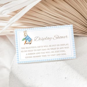 Peter Rabbit Display Dusche Einschließung Karte Blue Rabbit No Wrap Shower Bunny Baby Einladung Insert Boy Baby Shower Instant Download 0104