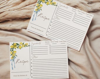 Lemon Recipe Card Template Lemon Bridal Shower Theme Kitchen Bridal Shower That's Amore Blue Bow Citrus Summer Wedding Shower Decor 0088
