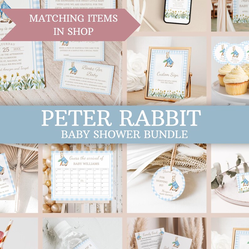 Peter Rabbit Diaper Raffle Tickets Invitation Inserts Boy Peter Rabbit ...