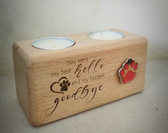 Dog or cat memorial candle holder