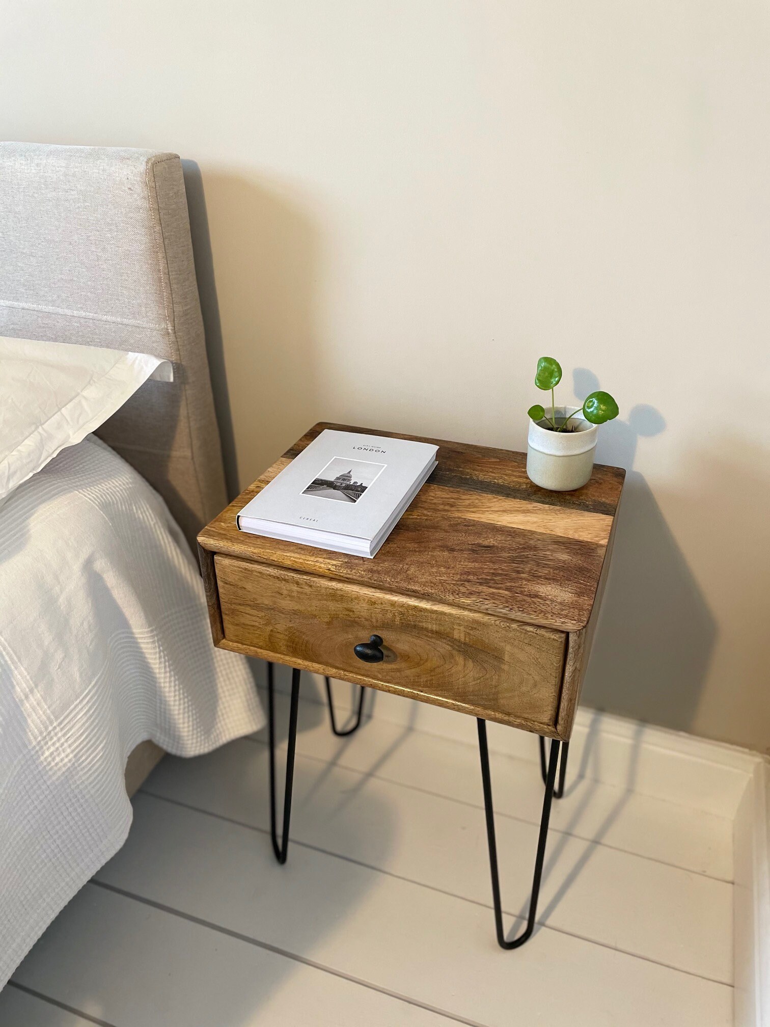 Pair of Mango wood Side tables Etsy