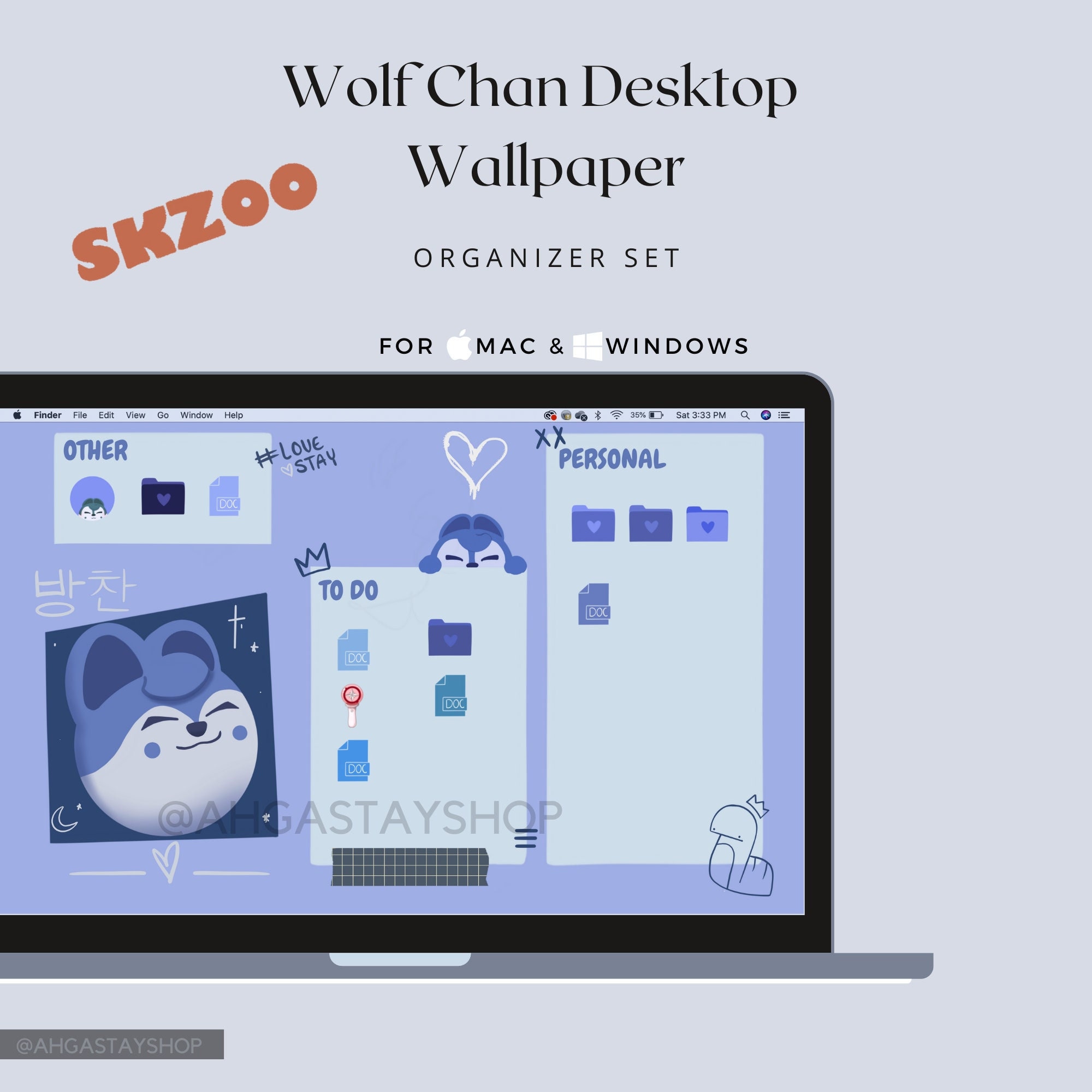 SKZOO Wolf Chan Desktop Wallpaper Set - Etsy