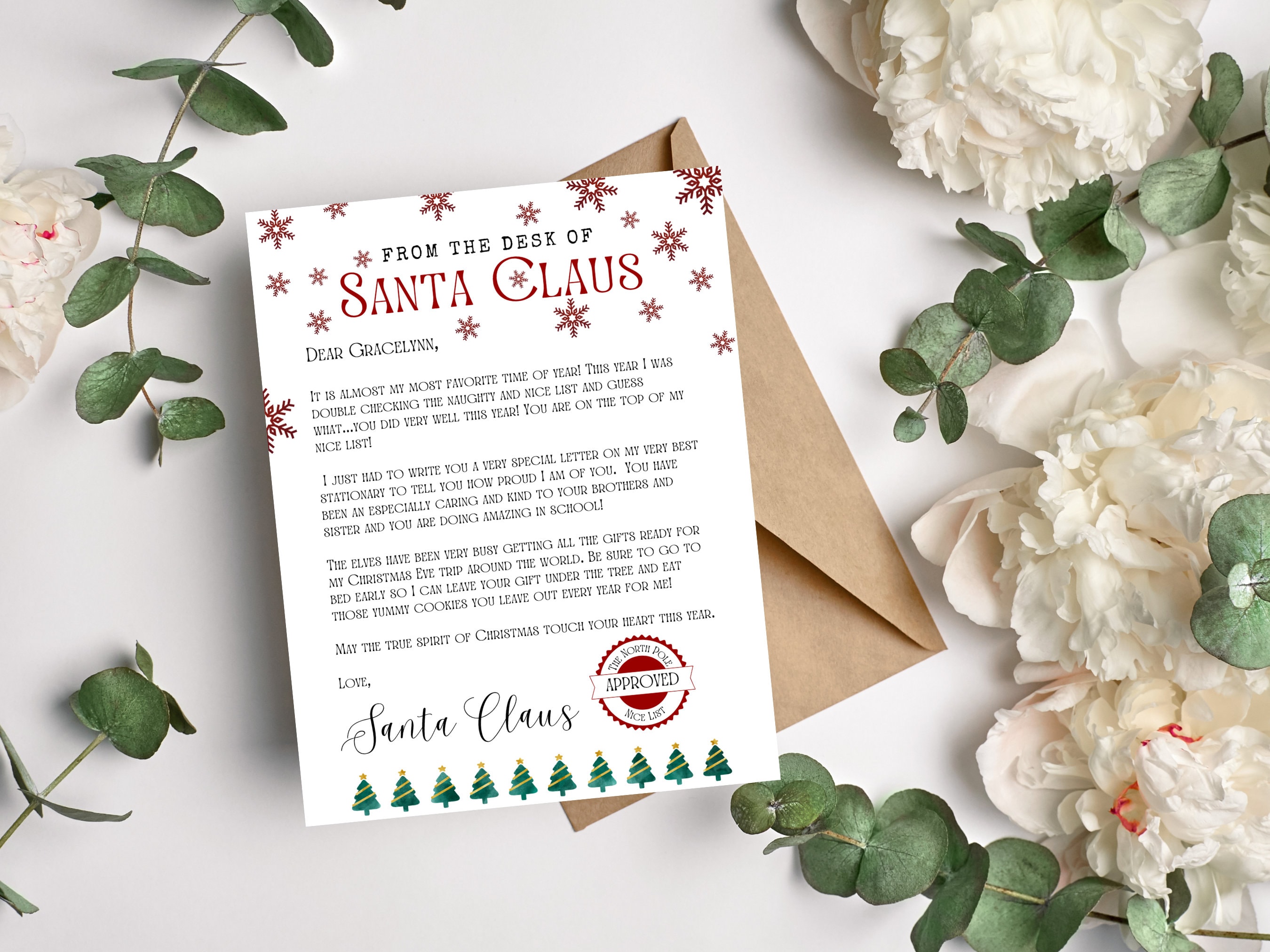 Personalized Santa Letter and Envelope Canva Template Letter From Santa ...