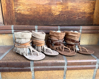 Eco Suede Summer Sandal Boots, Woman Camel Casual Sandals, Retro Gladiator Ladies,Clip Toe Vintage Boots,Texan Western,Tribal Shoes Female