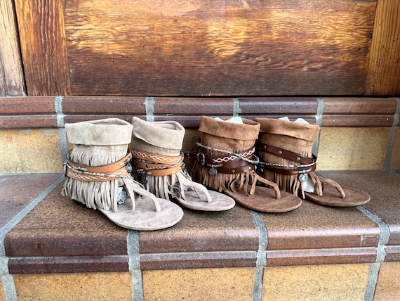 Eco Suede Summer Sandal Boots, Woman Camel Casual Sandals, Retro Gladiator Ladies,Clip Toe Vintage Boots,Texan Western,Tribal Shoes Female