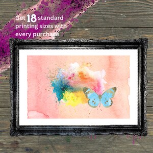 Unique butterfly wall art. Colorful blue Butterfly digital art. Living room decor. One of a kind art for room in the house. Instant download