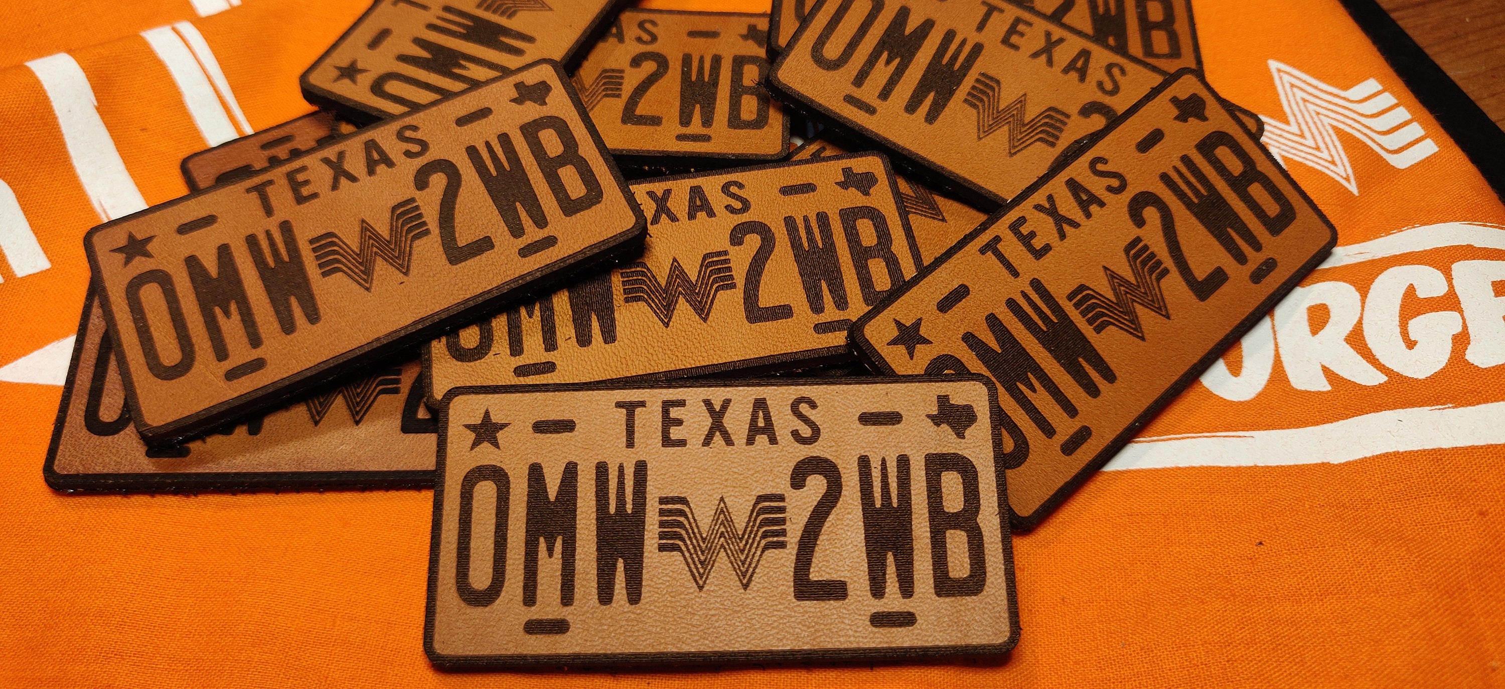 Whataburger Leather License Plate omw 2wb Velcro Etsy