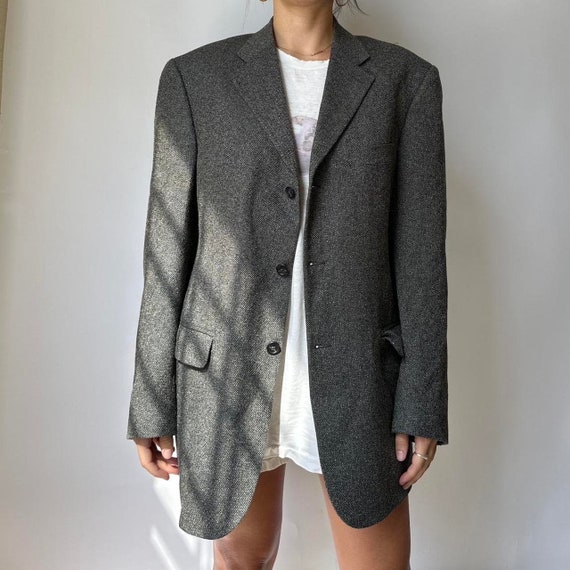 Vintage grey wool & silk Italian blazer jacket - image 5