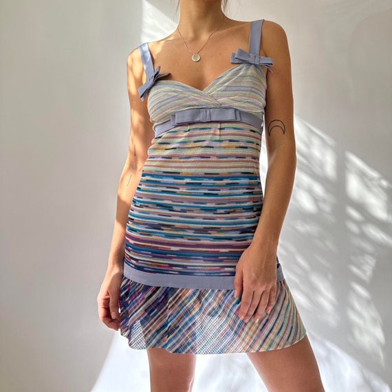 Vintage Missoni colorful stripe bow knit dress. - image 2