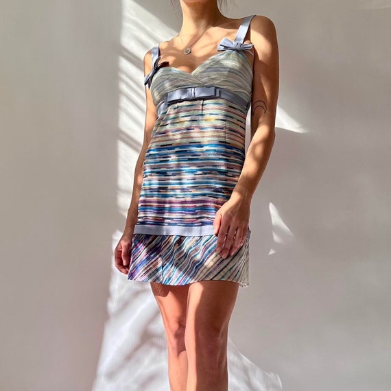 Vintage Missoni colorful stripe bow knit dress. - image 1