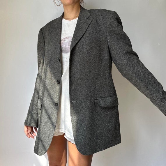 Vintage grey wool & silk Italian blazer jacket - image 1