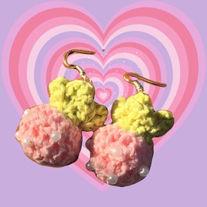 Cute Strawberry earrings Cherry earrings Crochet Fruit earrings
