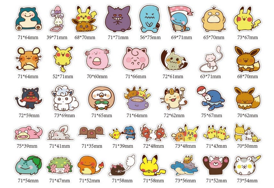 Pokemon Stickers 38pcs Cute Vinyl Stickers 