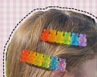 Gummybeer-oorbellen Haarspeldjes, handgemaakte harsbedels, hypoallergene haakjes
