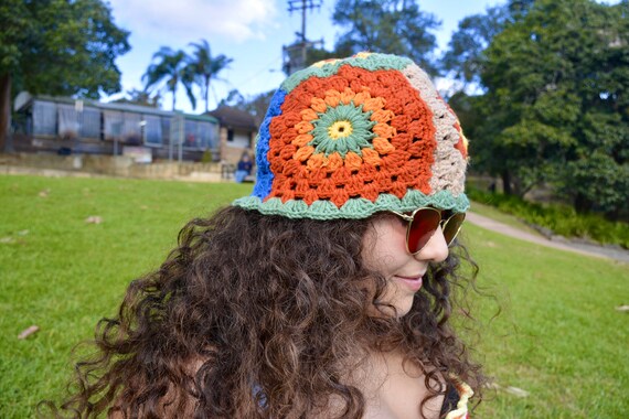 Crochet Bucket Hat Knitted Granny 